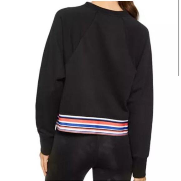 Nike Pro Get Fit Striped Cropped Sweatshirt Dri Fit Crewneck Black Multi Large - Picture 2 of 10